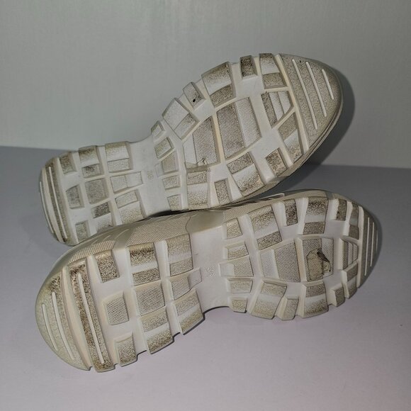 Lola Cruz Gold Mesh, Satin, Leather Chunky Heel Sneakers, Sz 36 - Picture 9 of 10